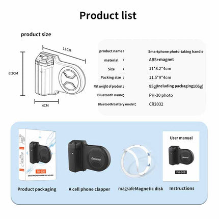 360° Rotatable Magnetic Phone Grip Holder, Universal Selfie Remote Bracket