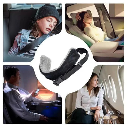 Travel Neck Support Pillow with Head Strap, Portable Airplane Head Rest, 1pc