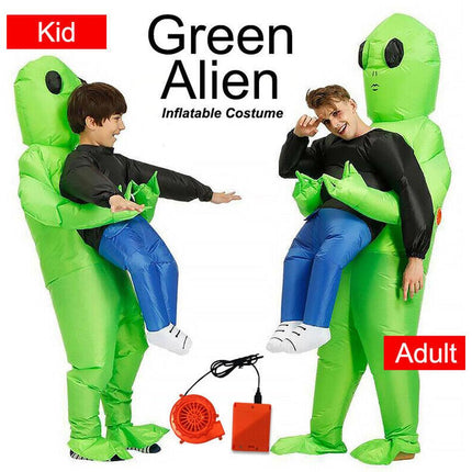 Halloween Green Scary  Alien Inflatable Costume Blow Up Party Dress Pump Gift