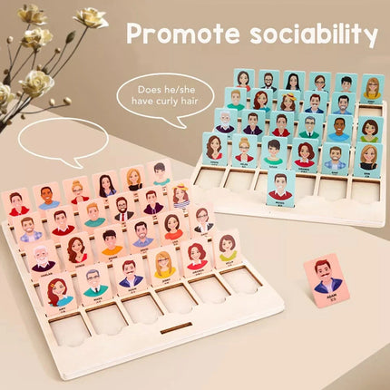 Wooden Guessing Who Board Game Logical Thinking Training Educational Toy