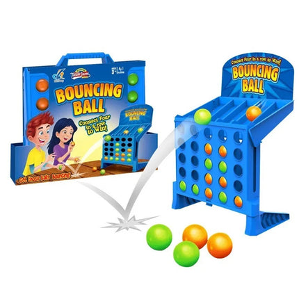 Fast Bounce Ball Grid Strategy Game, Portable Travel Tabletop Line Up Challenge Toy for Family 2-4 Players