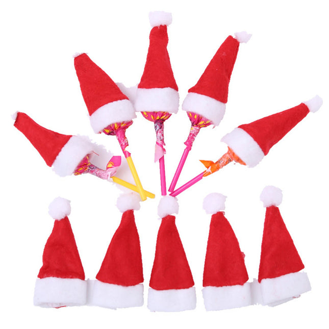 20Pcs Christmas Mini Santa Hat Lollipop Wrappers - Xmas Party Decorations