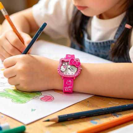 Girls Cute Cartoon Quartz Watch Pink Adjustable Strap Wristwatch Gift