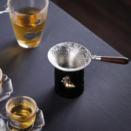 1pc Tea Strainer Tea Filter Tea Colander With Wood Handle Teaware Supplies