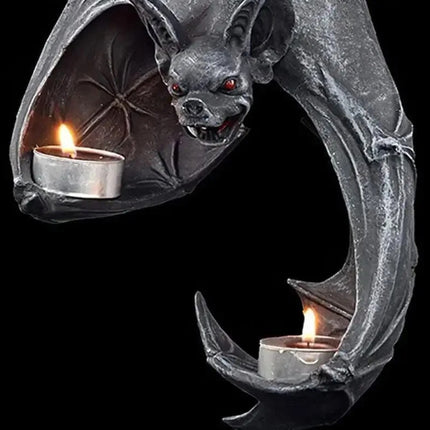 Bat Wall Tealight Holder Halloween Candlestick Bat Statue Garden Hanging