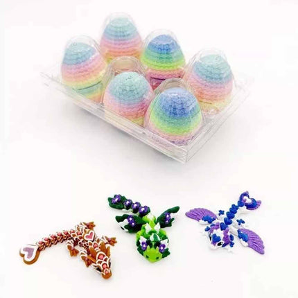 6 Pack Small Mystery Eggs, 3D Printed Dragon Eggs with Colored Dragon Inside