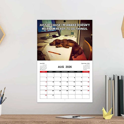 2026 Funny Desk Dogs Calendar, Month-to-View Hanging Dog Calendar for Home & Office