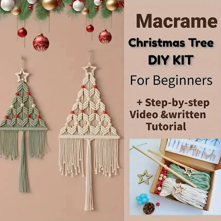 2pcs Knitted Christmas Tree DIY Kit , Wall Hanging Decor, Festive Gift