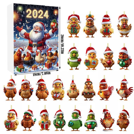 2D Christmas Boxed Chicken Home Ornaments 2024 Christmas Holiday Advent Calendar