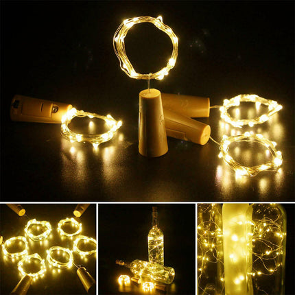 10PCS LED Fairy Light Wine Bottle String Lights Cork Copper Wire Christmas Decor