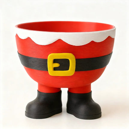 Red Printed Christmas Feet Bowl – Santa & Elf Designed Candy Holder, Cute Christmas Candy Display Bowl