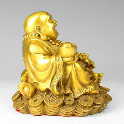 7CM Laughing Buddha Statue Figurine Carrying Golden Ingot Feng Ornaments