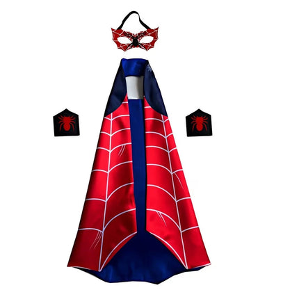 4Pcs Superhero Cosplay Costume, Boys Girls Fancy Dress Kit with Cape & Mask