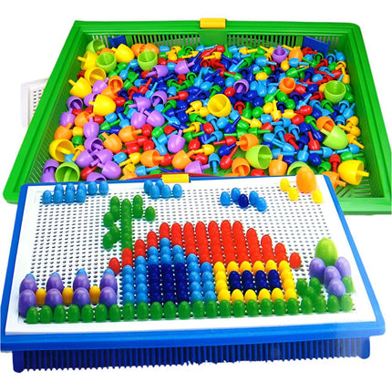 296pcs Kids Creative Children Puzzle Pegs Board Educational Learning Toys