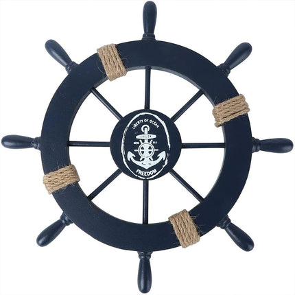28CM Wooden Ship Wheel, Nautical Boat Steering Wheel, Beach Home Wall Decoration