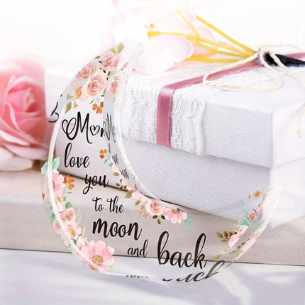 Moon-Shaped Acrylic Plaque - Perfect Christmas & Mothers Day Gift for Mum, Sentimental Xmas Present to Honor Mom