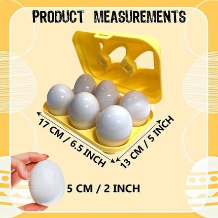 6 Pack Matching Shape Eggs, Montessori Sensory Colour Sorting Puzzle Toy for Toddler Babies