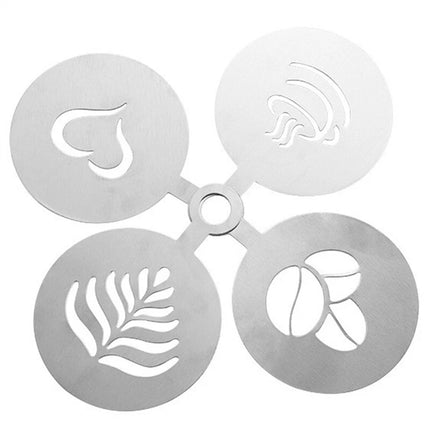 4 Stainless Steel Coffee Stencil Templates (for Cappuccino & Latte) – Compatible with Coffee Dusters