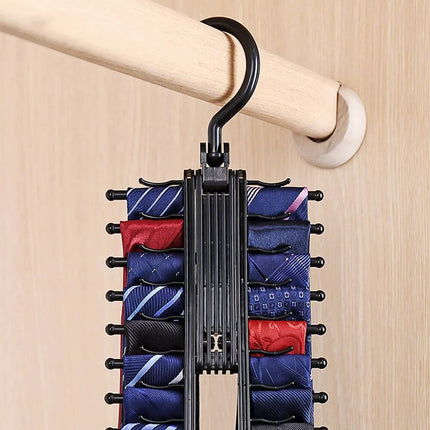 Adjustable 360 Rotating Scarf 20 Tie Rack Belt Home Hanger Holder Compact NEW