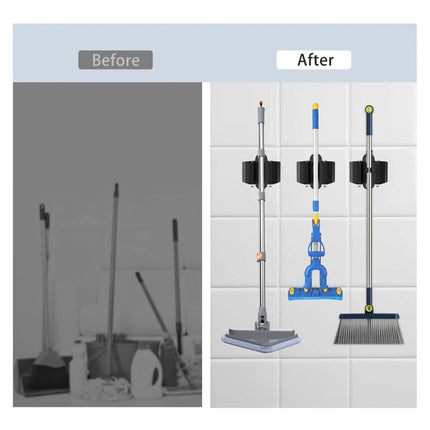 4pcs Stainless Steel Broom Hanger Wall Mounted Mop Holder Home Mop Storage Clip