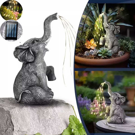 Elephant Statue Solar Light Garden Decor Resin Figurine Solar Powered Yard Patio