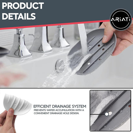 2 Pack Silicone Soap Holder, Drain Hole Soap Dish Tray for Bathroom
