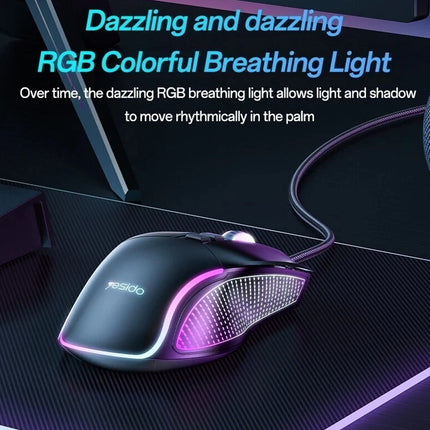 Wired RGB Gaming Mouse, 7200 DPI Optical Sensor, 6 Programmable Buttons, for PC & Laptop