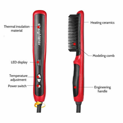 LCD Electric Quick Heated Beard Straightener Brush Hair Comb Curling Curler Show