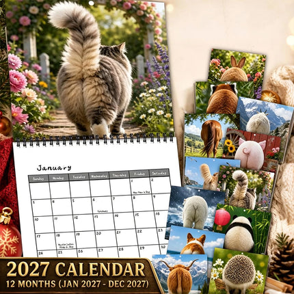 2027 Funny Animal Butts Wall‑Hanging Calendar, Hilarious Novelty Gag Gift