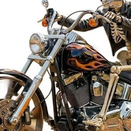 2D Flat Motorcycle Wind Spinner Rotating Wheel Garden Stake Decor