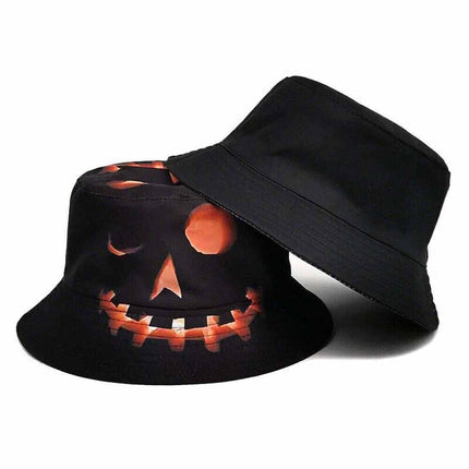 Halloween Hats Prop Creative Cartoon Pumpkin Printed Sun-shade Fisherman Hat