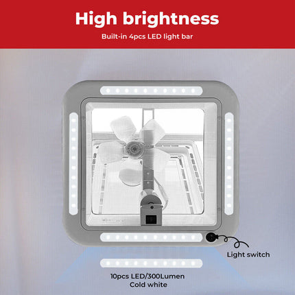 CARAVAN  SHOWER HATCH  320MM  12VOLT WITH FAN AND LED LIGHTS