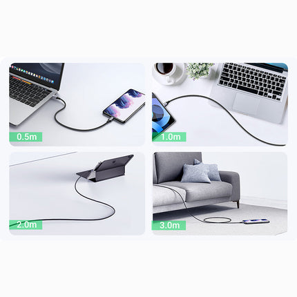1M 100W USB-C To USB-C  5A Data Cable Aluminum Nylon Braid Grey+ Black Ugreen